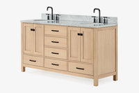 Ariel cambridge (66"&67") in double oval sink bathroom vanity with marble countertop (0.75" & 1.5").