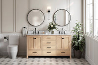 Ariel cambridge (66"&67") in double oval sink bathroom vanity with marble countertop (0.75" & 1.5").