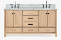 Ariel cambridge (66"&67") in double oval sink bathroom vanity with marble countertop (0.75" & 1.5").