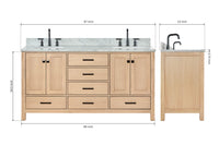 Ariel cambridge (66"&67") in double oval sink bathroom vanity with marble countertop (0.75" & 1.5").