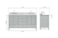 Ariel cambridge 66-67 inch double rectangle sink vanity with  marble countertop with (0.75,1.5)in edge