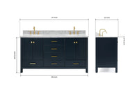 Ariel cambridge 66-67 inch double rectangle sink vanity with  marble countertop with (0.75,1.5)in edge