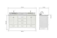 Ariel cambridge 66-67 inch double rectangle sink vanity with  marble countertop with (0.75,1.5)in edge