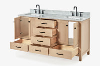 Ariel cambridge 66-67 inch double rectangle sink vanity with  marble countertop with (0.75,1.5)in edge