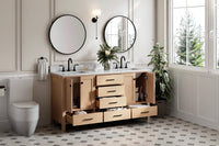 Ariel cambridge 66-67 inch double rectangle sink vanity with  marble countertop with (0.75,1.5)in edge