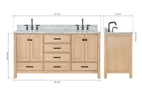 Ariel cambridge 66-67 inch double rectangle sink vanity with  marble countertop with (0.75,1.5)in edge