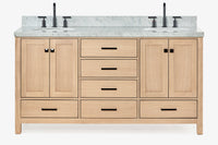 Ariel cambridge (66"&67") in double oval sink bathroom vanity with marble countertop (0.75" & 1.5").