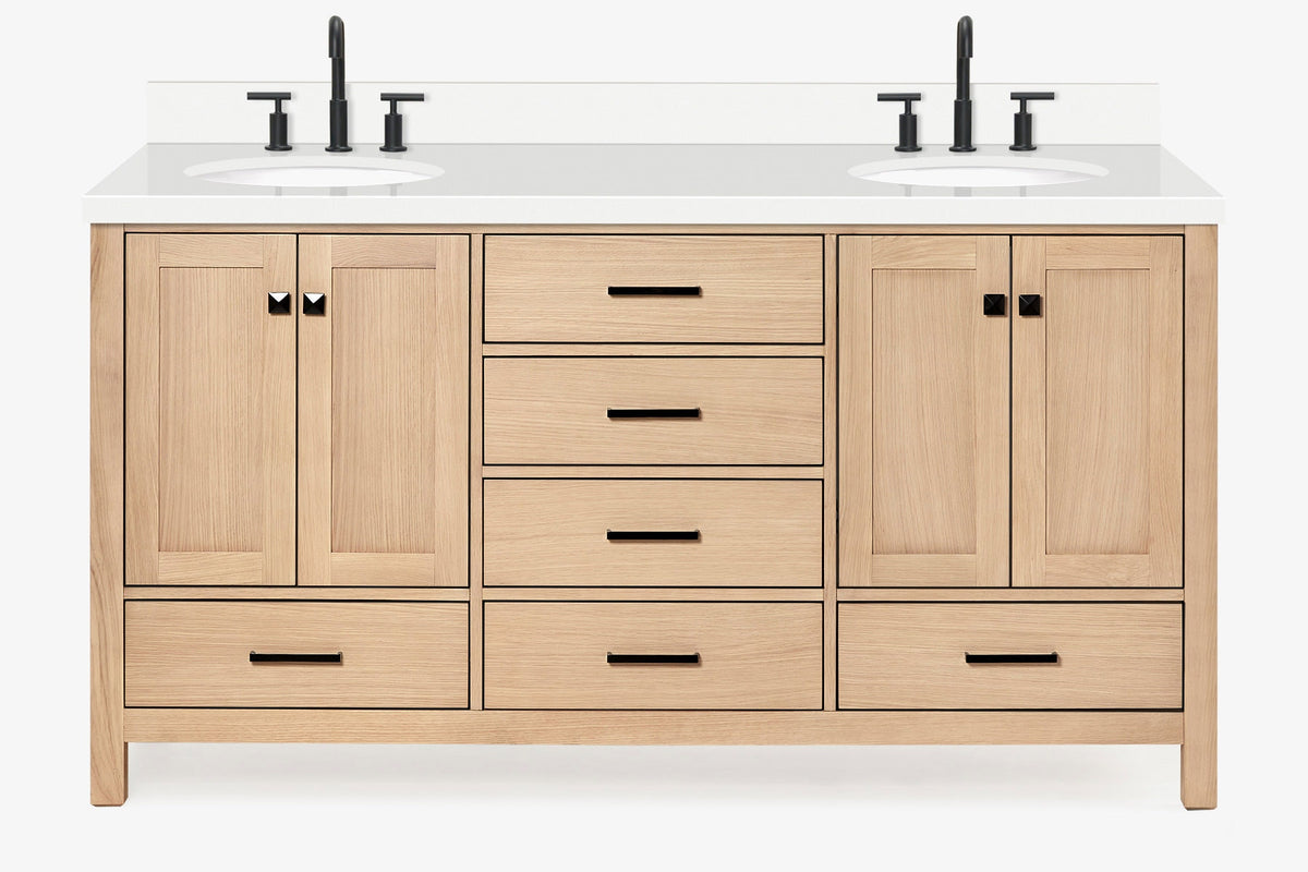 Ariel cambridge (66"&67") in double oval sink bathroom vanity with marble countertop (0.75" & 1.5").