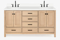 Ariel cambridge (66"&67") in double oval sink bathroom vanity with marble countertop (0.75" & 1.5").