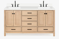 Ariel cambridge 66-67 inch double rectangle sink vanity with  marble countertop with (0.75,1.5)in edge