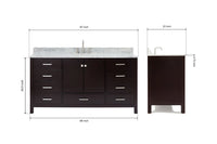 Ariel Cambridge (66" & 67") in single oval sink vanity with marble countertop (0.75" & 1.5").