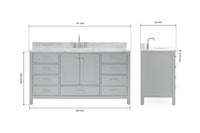 Ariel Cambridge (66" & 67") in single oval sink vanity with marble countertop (0.75" & 1.5").