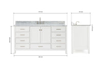 Ariel Cambridge (66" & 67") in single oval sink vanity with marble countertop (0.75" & 1.5").