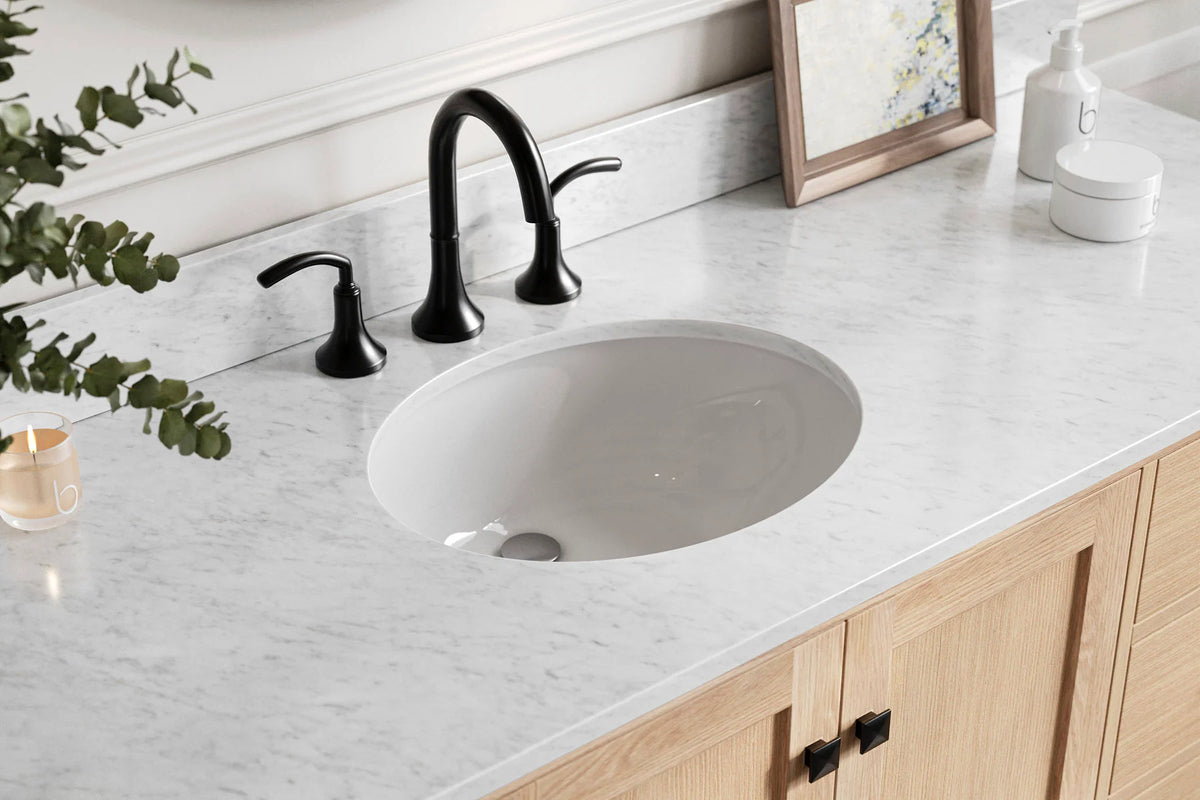 Ariel Cambridge (66" & 67") in single oval sink vanity with marble countertop (0.75" & 1.5").