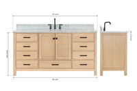 Ariel Cambridge (66" & 67") in single oval sink vanity with marble countertop (0.75" & 1.5").