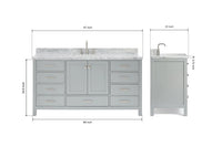 Ariel cambridge 66-67 inch single rectangle sink vanity with countertop with (0.75,1.5)in edge