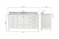 Ariel cambridge 66-67 inch single rectangle sink vanity with countertop with (0.75,1.5)in edge