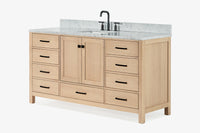 Ariel cambridge 66-67 inch single rectangle sink vanity with countertop with (0.75,1.5)in edge