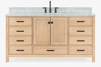 Ariel cambridge 66-67 inch single rectangle sink vanity with countertop with (0.75,1.5)in edge