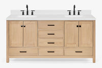 Ariel cambridge 72-73in. bathroom vanity double rectangle sink vanity with (0.75, 1.5, 2)in countertop