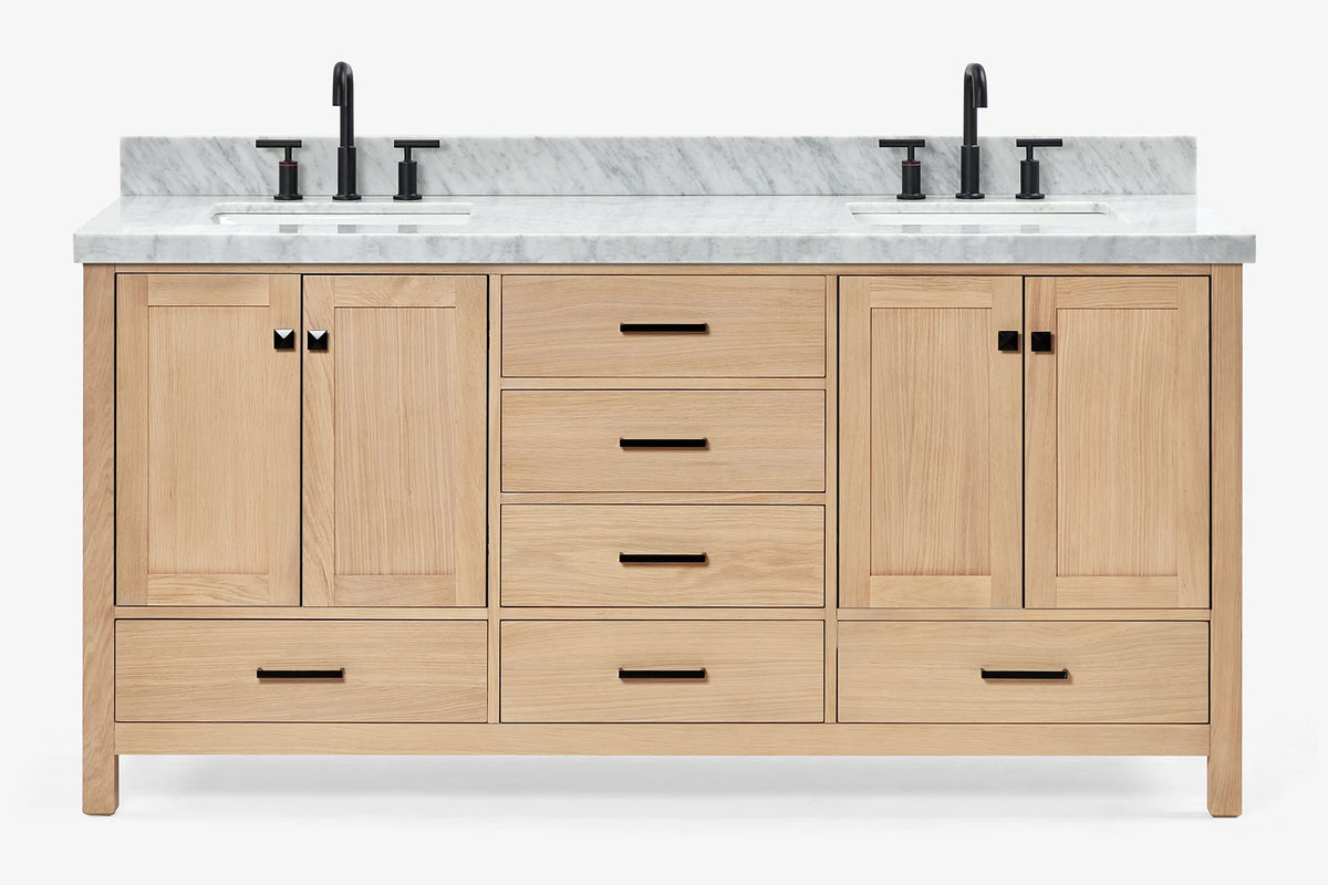 Ariel cambridge 72-73in. bathroom vanity double rectangle sink vanity with (0.75, 1.5, 2)in countertop