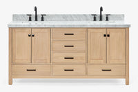 Ariel cambridge 72-73in. bathroom vanity double rectangle sink vanity with (0.75, 1.5, 2)in countertop