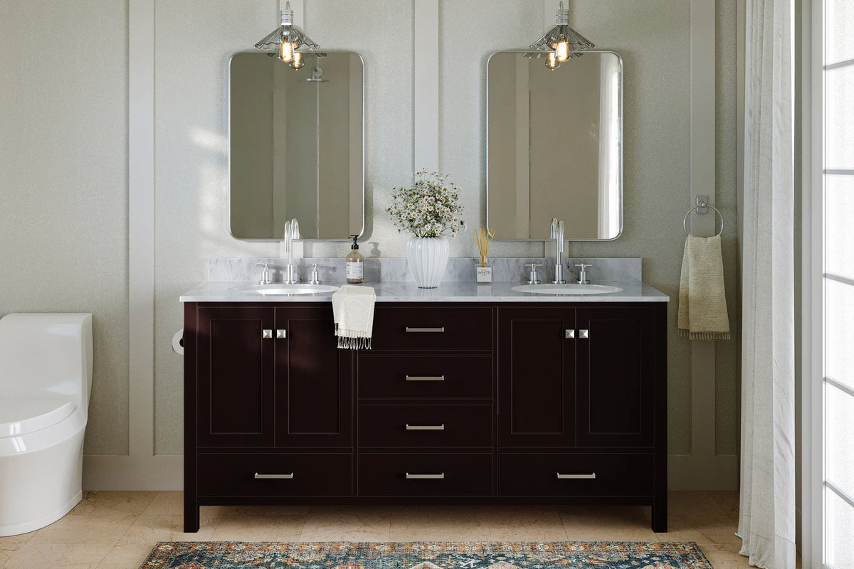 Ariel cambridge (73") double oval sink vanity set.