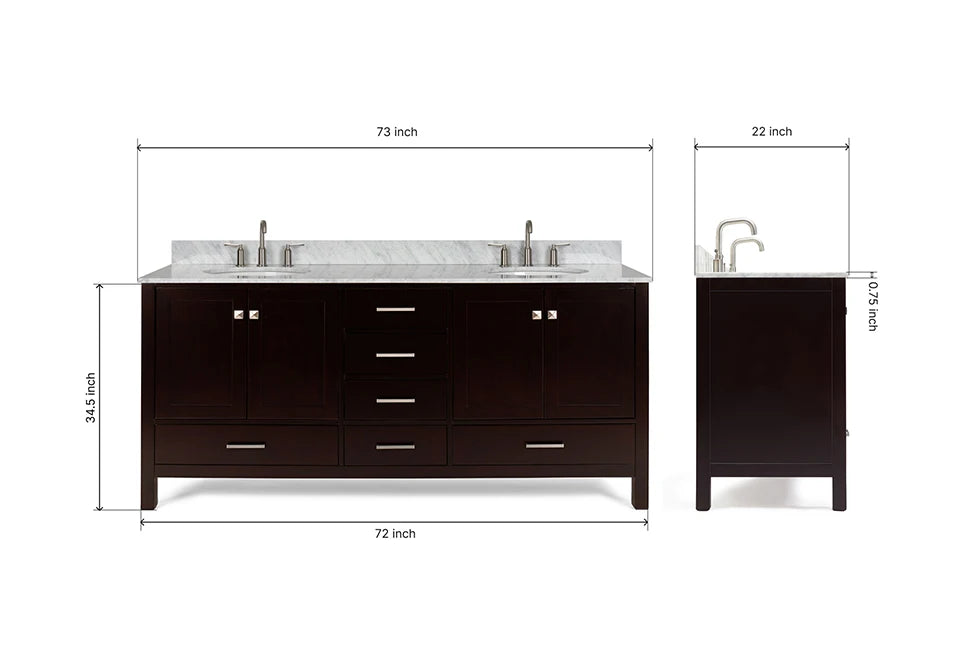 Ariel cambridge (73") double oval sink vanity set.