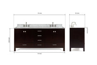 Ariel cambridge (73") double oval sink vanity set.
