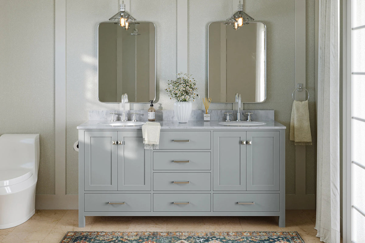 Ariel cambridge (73") double oval sink vanity set.