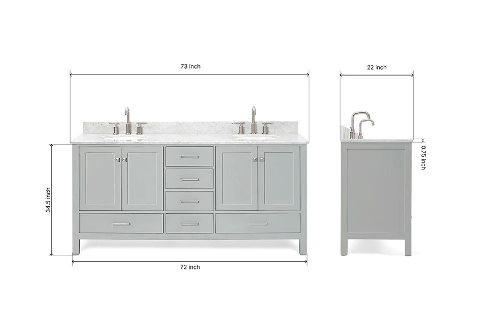 Ariel cambridge (73") double oval sink vanity set.