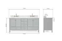 Ariel cambridge (73") double oval sink vanity set.