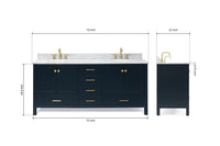 Ariel cambridge (73") double oval sink vanity set.