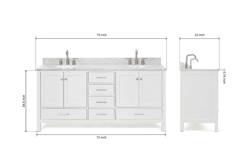 Ariel cambridge (73") double oval sink vanity set.