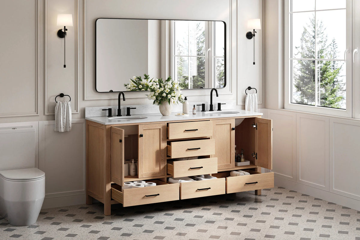 Ariel cambridge (73") double oval sink vanity set.