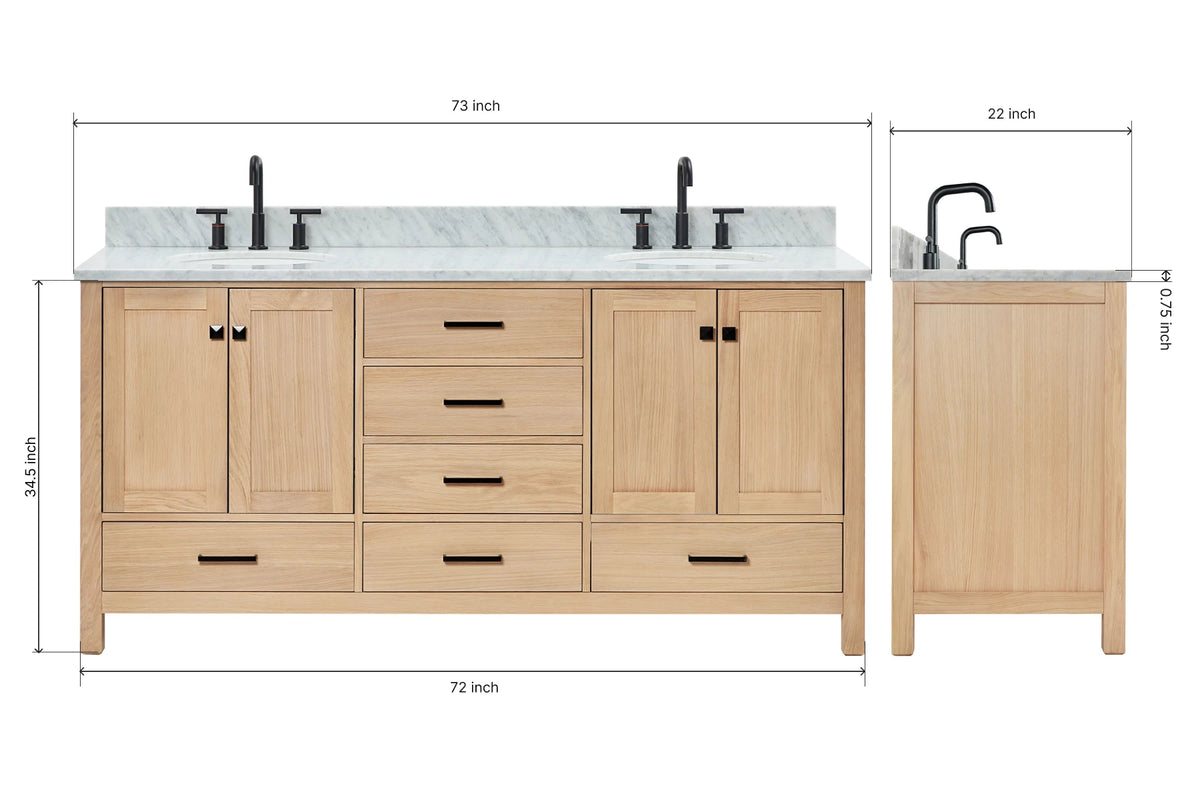Ariel cambridge (73") double oval sink vanity set.