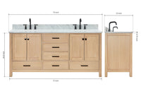 Ariel cambridge (73") double oval sink vanity set.