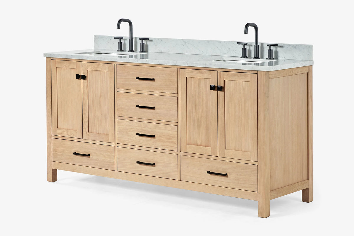Ariel cambridge 72-73in. bathroom vanity double rectangle sink vanity with (0.75, 1.5, 2)in countertop