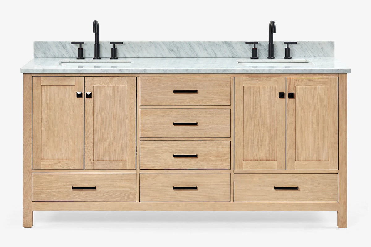 Ariel cambridge 72-73in. bathroom vanity double rectangle sink vanity with (0.75, 1.5, 2)in countertop