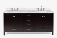 Ariel cambridge 72-73in. bathroom vanity double rectangle sink vanity with (0.75, 1.5, 2)in countertop