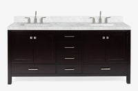 Ariel cambridge 72-73in. bathroom vanity double rectangle sink vanity with (0.75, 1.5, 2)in countertop