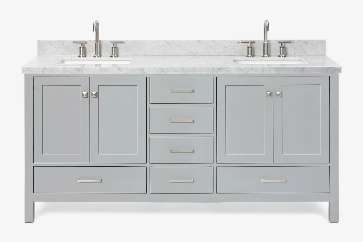 Ariel cambridge 72-73in. bathroom vanity double rectangle sink vanity with (0.75, 1.5, 2)in countertop