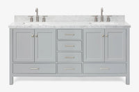 Ariel cambridge 72-73in. bathroom vanity double rectangle sink vanity with (0.75, 1.5, 2)in countertop