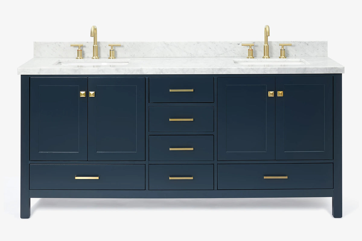 Ariel cambridge 72-73in. bathroom vanity double rectangle sink vanity with (0.75, 1.5, 2)in countertop