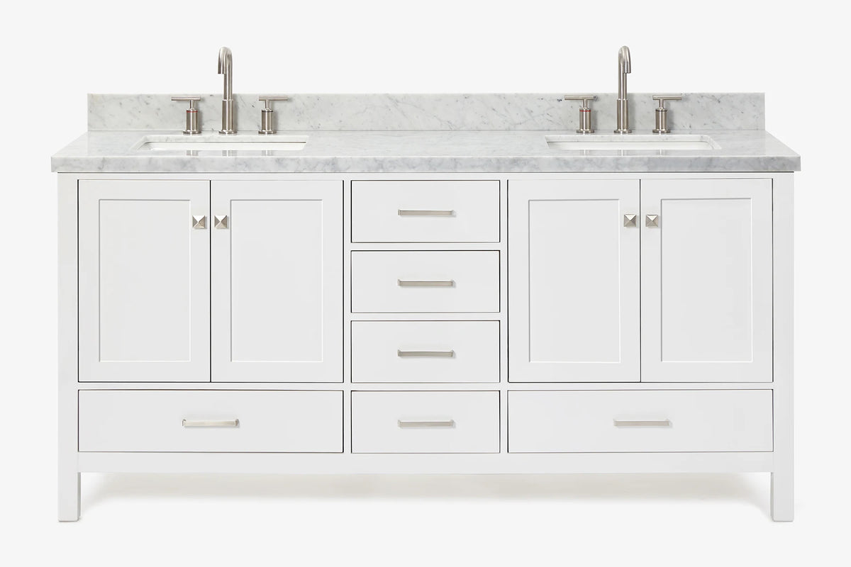 Ariel cambridge 72-73in. bathroom vanity double rectangle sink vanity with (0.75, 1.5, 2)in countertop