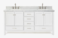 Ariel cambridge 72-73in. bathroom vanity double rectangle sink vanity with (0.75, 1.5, 2)in countertop
