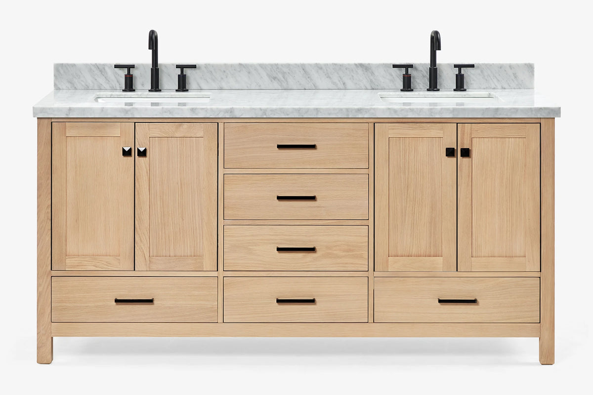 Ariel cambridge 72-73in. bathroom vanity double rectangle sink vanity with (0.75, 1.5, 2)in countertop
