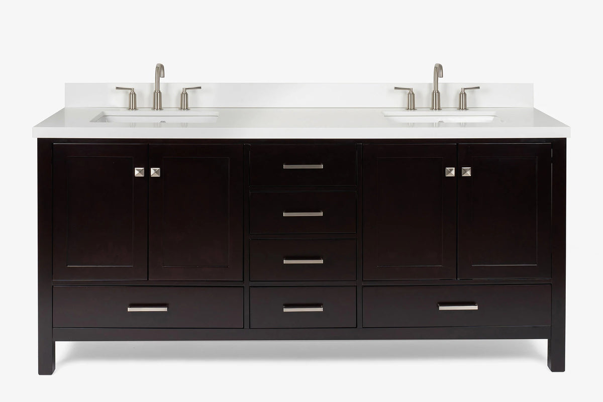 Ariel cambridge 72-73in. bathroom vanity double rectangle sink vanity with (0.75, 1.5, 2)in countertop