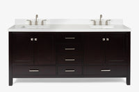 Ariel cambridge 72-73in. bathroom vanity double rectangle sink vanity with (0.75, 1.5, 2)in countertop