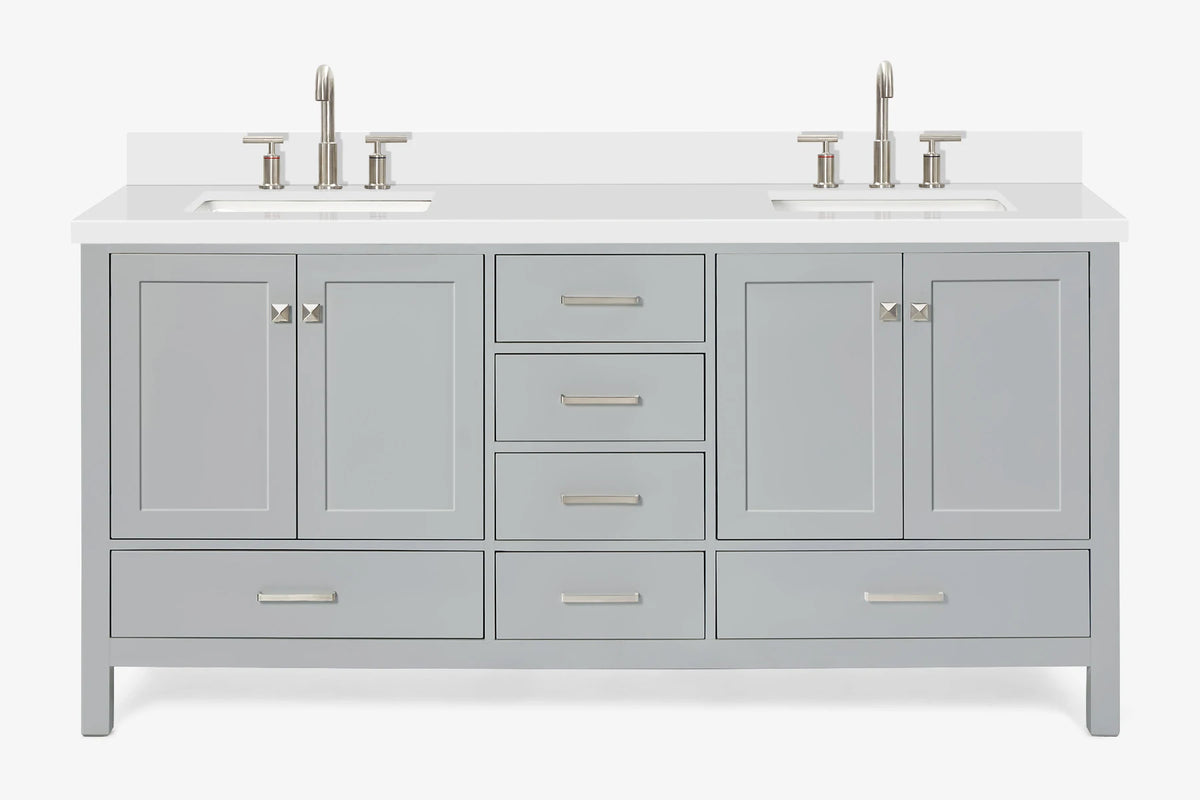 Ariel cambridge 72-73in. bathroom vanity double rectangle sink vanity with (0.75, 1.5, 2)in countertop